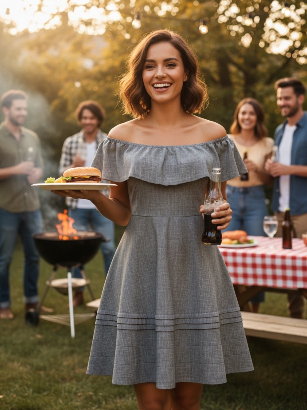 Banana Republic Denim Off-Shoulder Party Dress